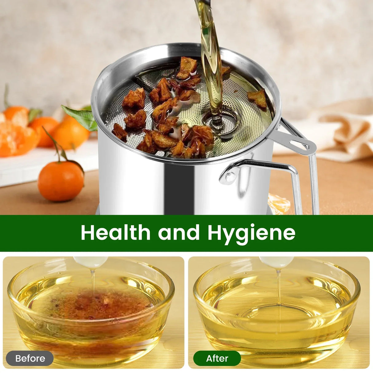 CrispyChef Frittier-Topf mit Filter | Öltrenner & Abgießhilfe | Antihaft-Beschichtung | Perfekt für knuspriges Frittieren