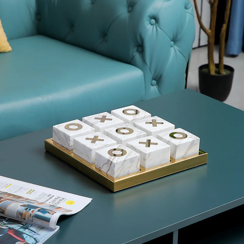 LuxeGrid Marmor Tic-Tac-Toe Spiel | Elegantes Deko-Accessoire | Perfekt für Zuhause & Büro
