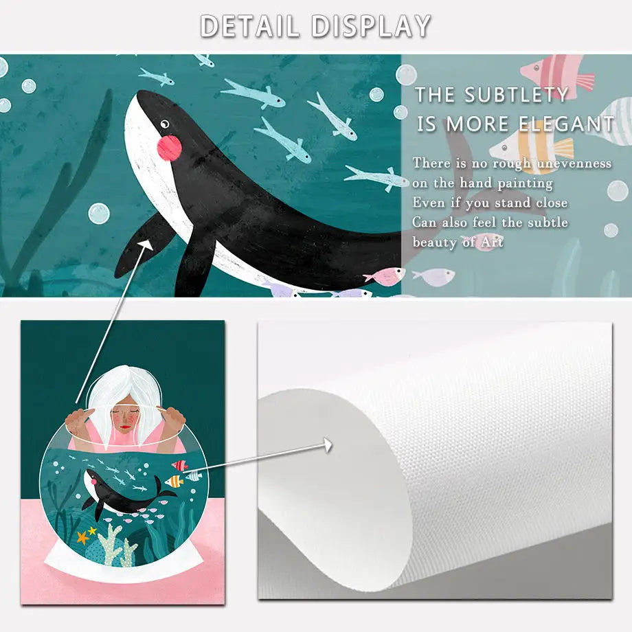 ArtWave Nordische Tierkunst-Leinwand | Wal Delfin Leopard | Poster und Drucke | Wohnzimmer Wanddeko