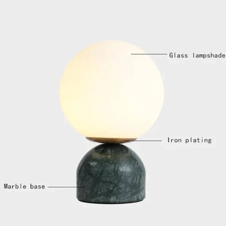GlobeMarble Design Tischlampe | Marmorfuß & Globus-Licht | Elegante LED Deko | Perfekte Beleuchtung für Zuhause
