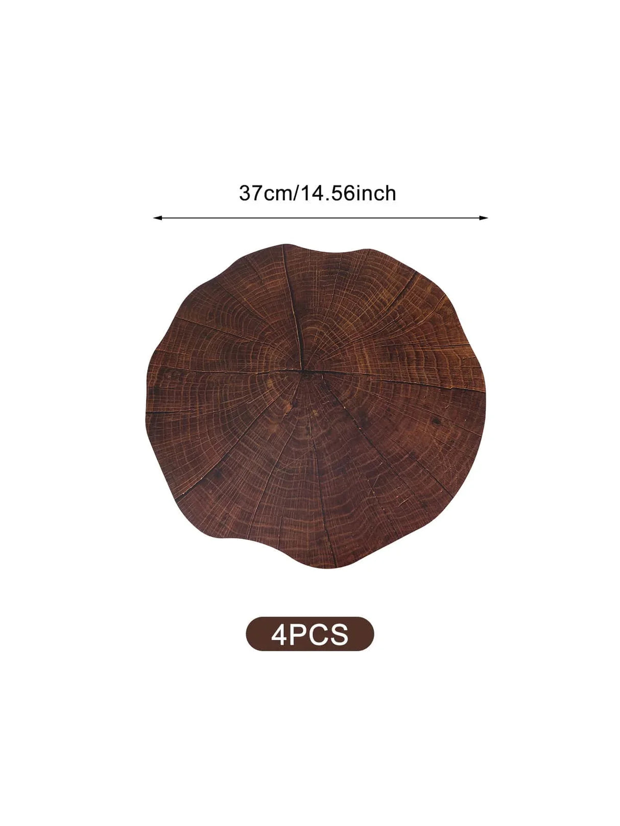 WoodCharm 4er-Set Baumring-Tischsets | Natürliche Holzoptik | Hitzebeständig & Rutschfest