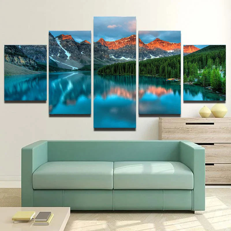EcoHarmony Natur Leinwand 5er-Set | Wandkunst | Natürliche Eleganz | Wohn- und Bürodekoration