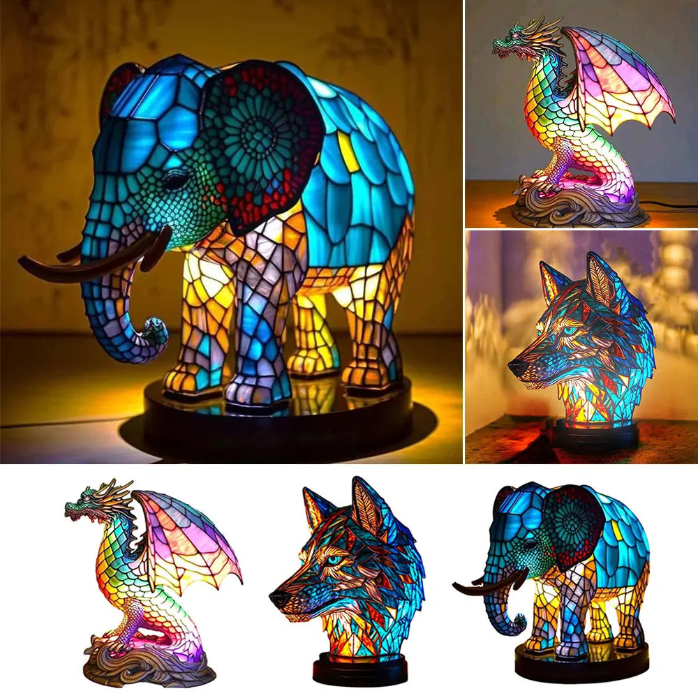 CrystalGlow 3D LED Glaslampe | Tierisches Design | Dekorative Tischleuchte | Stimmungslicht für Zuhause