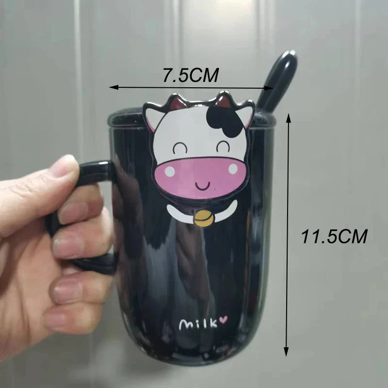 CupBuddy Niedliche Cartoon-Keramiktasse | Kaffeetasse & Milchteebecher | Frühstückstasse als Geschenkidee & Trinkgeschirr