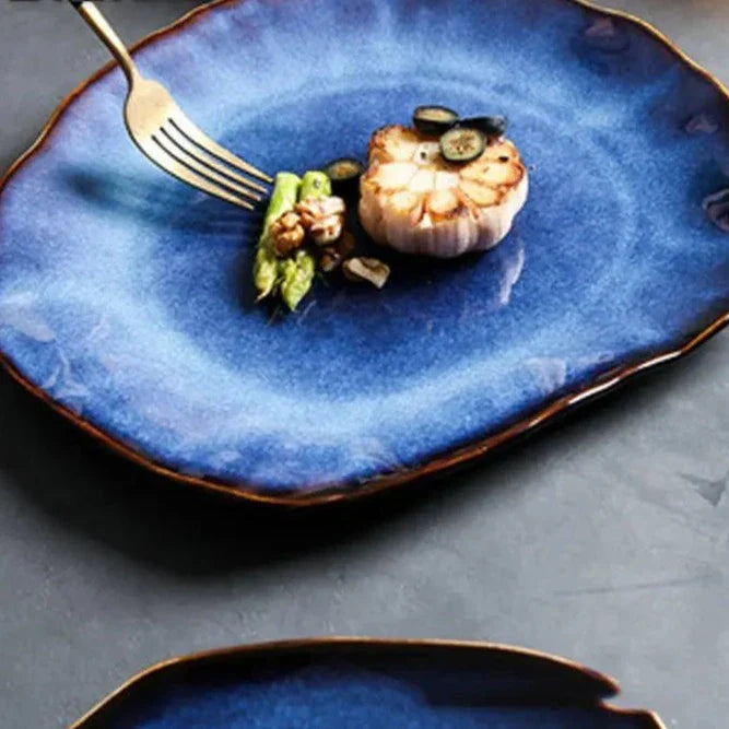 TerraViva Laguna Teller Set | 4-teiliges Keramik-Set | Handgefertigte Design-Teller