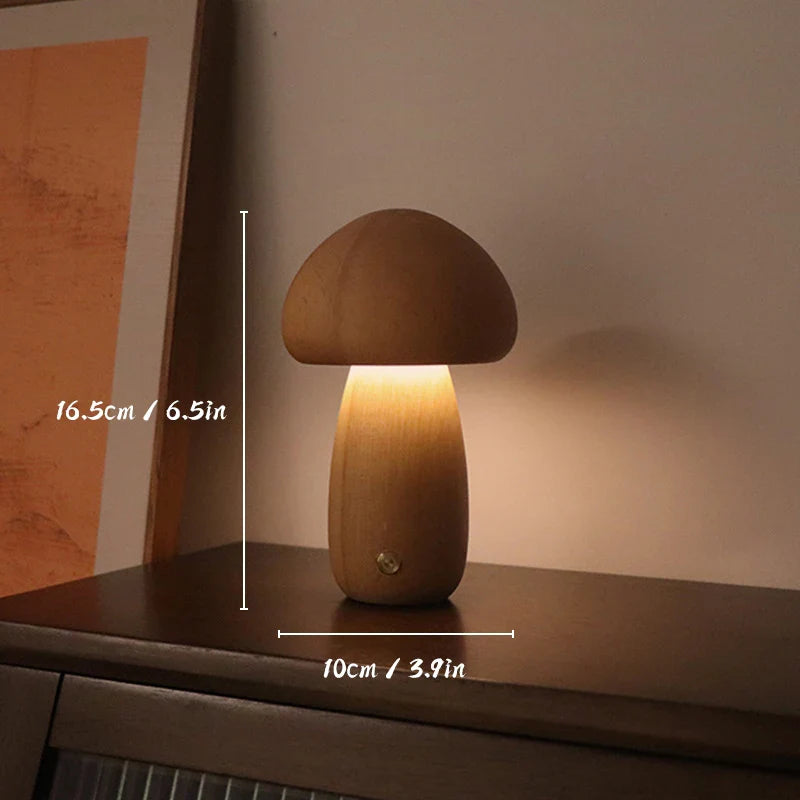 MushroomGlow™ Holzpilz LED Tischlampe | Natürliche Deko Beleuchtung | Stimmungslicht für Zuhause