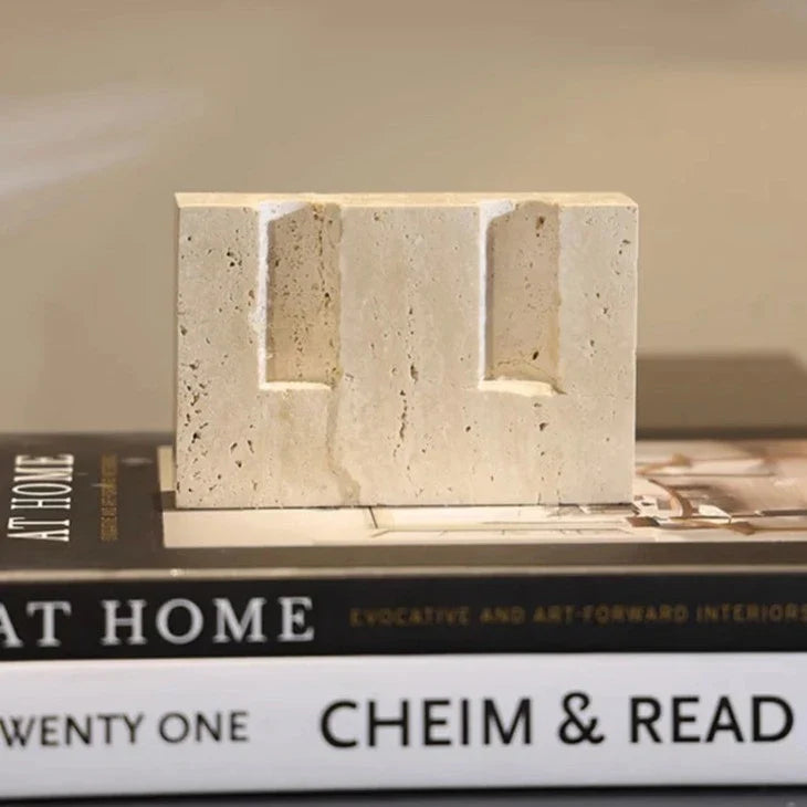 Candora Travertin-Kerzenhalter | Stilvolle Tischdeko | Faux-Travertin für Elegantes Ambiente