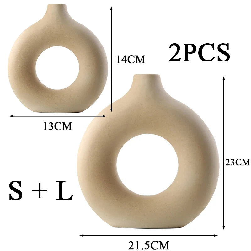 HaloArt Deko-Vase 2er-Set | Minimalistische Keramikvasen | Moderne Wohndekoration