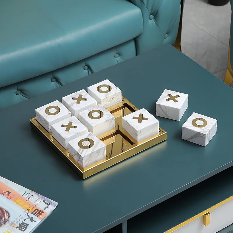 LuxeGrid Marmor Tic-Tac-Toe Spiel | Elegantes Deko-Accessoire | Perfekt für Zuhause & Büro