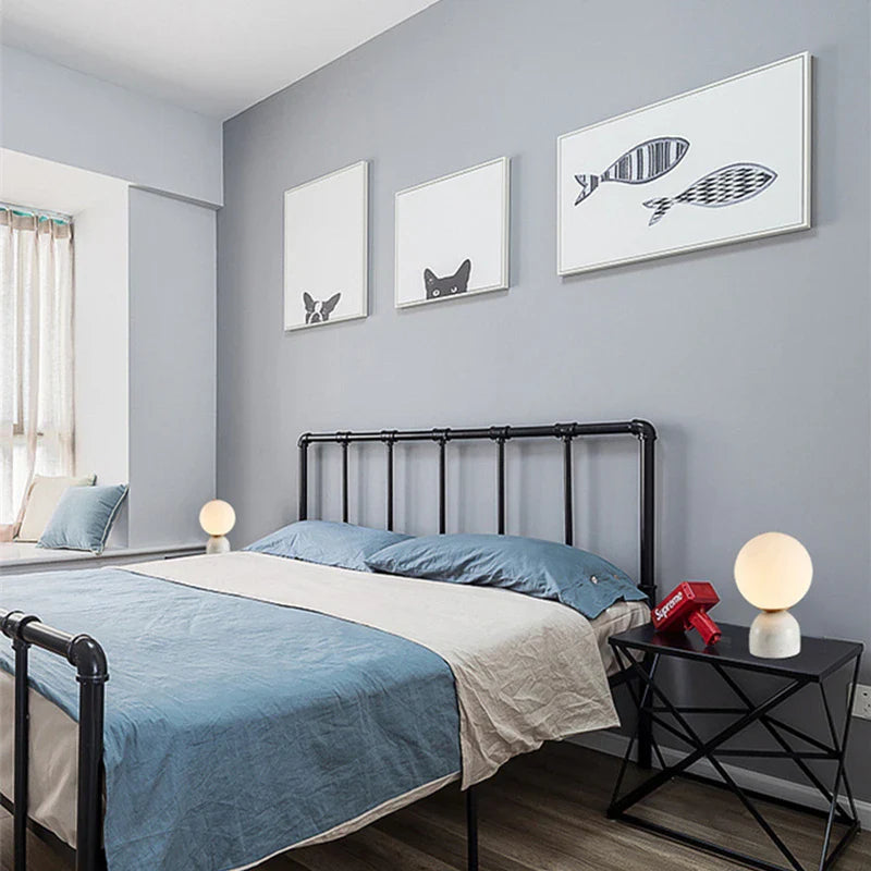 GlobeMarble Design Tischlampe | Marmorfuß & Globus-Licht | Elegante LED Deko | Perfekte Beleuchtung für Zuhause