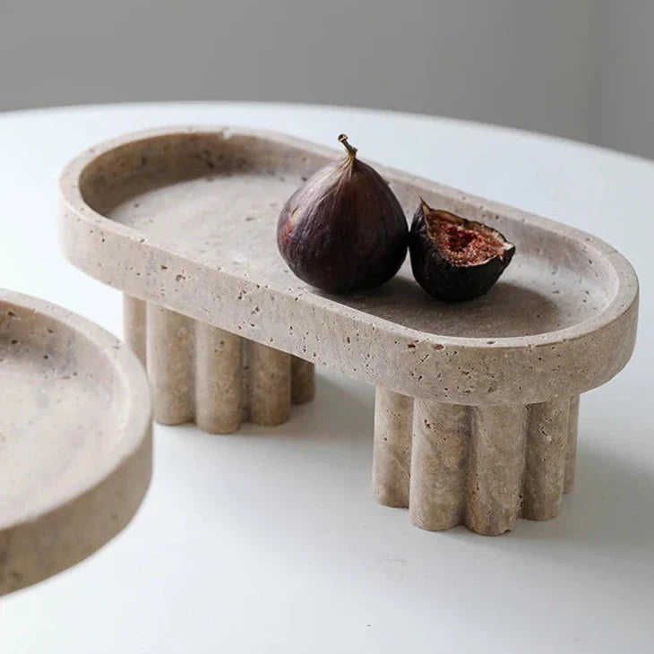 Travesta Deko-Ständer aus Travertin-Optik | Minimalistisches Design | Erhöhte Präsentation | Vielseitige Deko