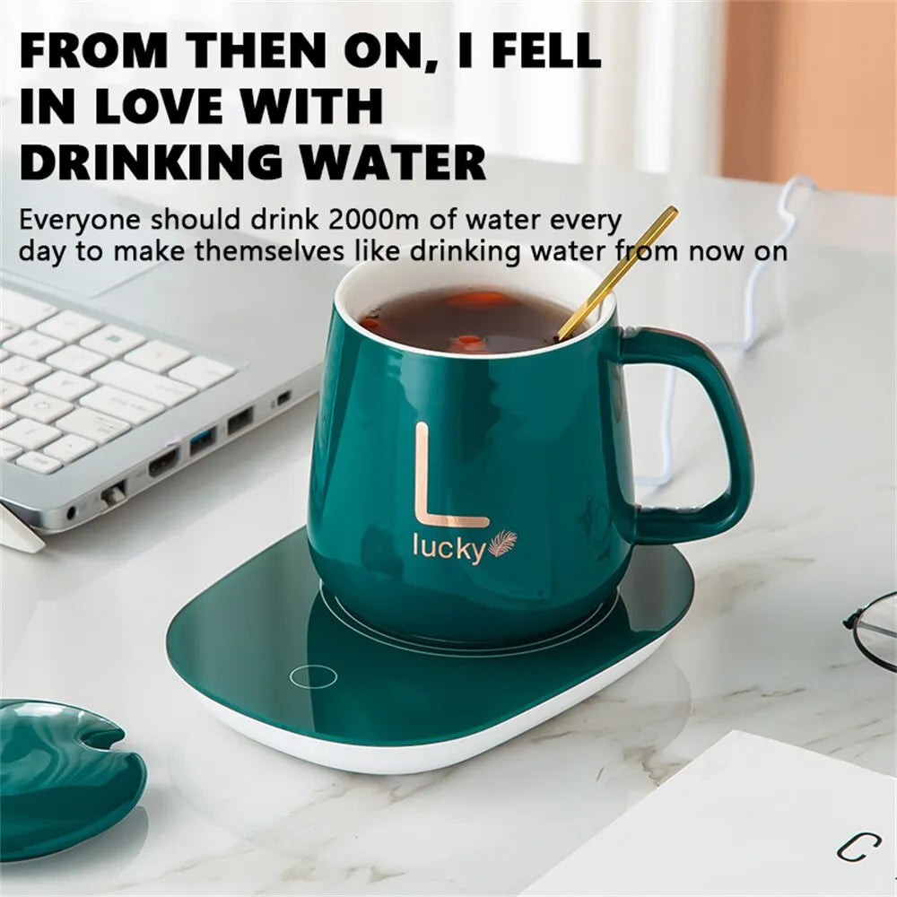 ThermoGlow Smart Becher Set mit Keramikheizung | Tassenwärmer | Elektrischer Untersetzer für Kaffee & Tee