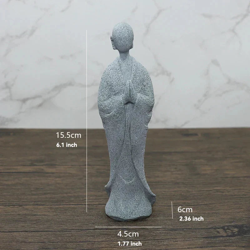 TranquilStone Buddha Figuren Set | Meditative Mönchs Statuen | Zen Garten Dekoration | Achtsamkeit & Feng Shui Deko für Zuhause