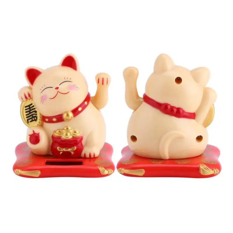 LuckyMiko Chinesische Glückskatze | Winkende Katze mit Beweglichem Arm | Feng Shui Dekoration für Zuhause & Büro | Symbol für Wohlstand