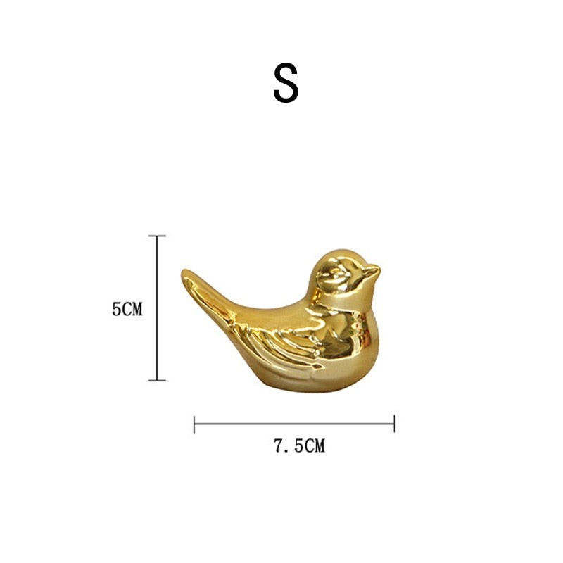 NordNest Porzellan-Vogel Dekofigur | Tisch- & Heimdekoration aus Keramik | Gold & Silber Design für moderne Wohnräume