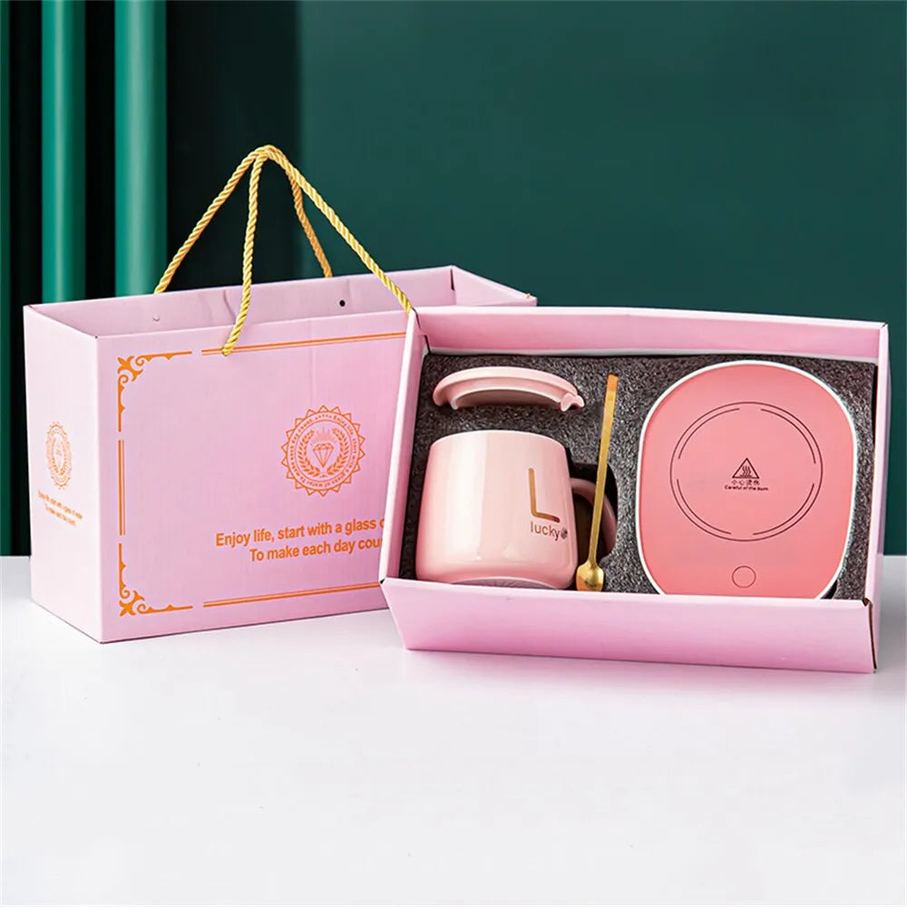 ThermoGlow Smart Becher Set mit Keramikheizung | Tassenwärmer | Elektrischer Untersetzer für Kaffee & Tee