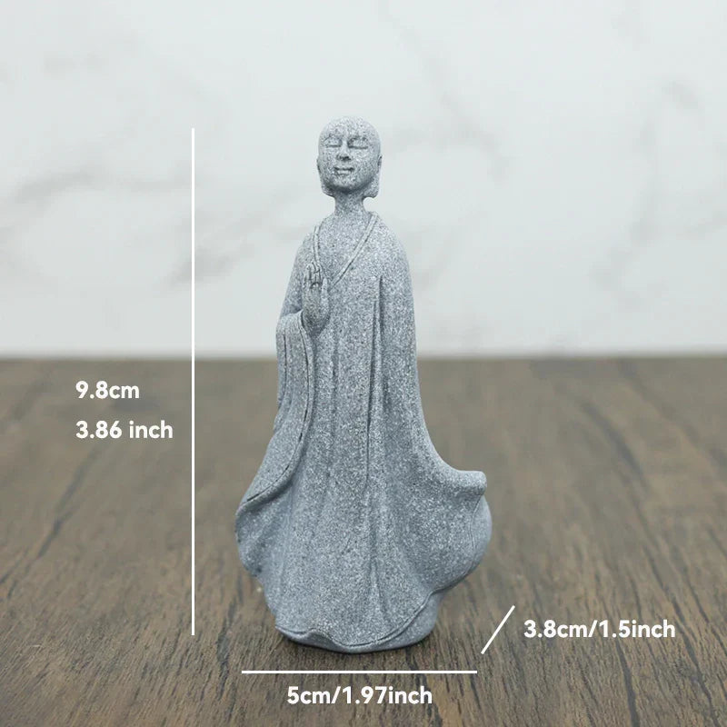 TranquilStone Buddha Figuren Set | Meditative Mönchs Statuen | Zen Garten Dekoration | Achtsamkeit & Feng Shui Deko für Zuhause