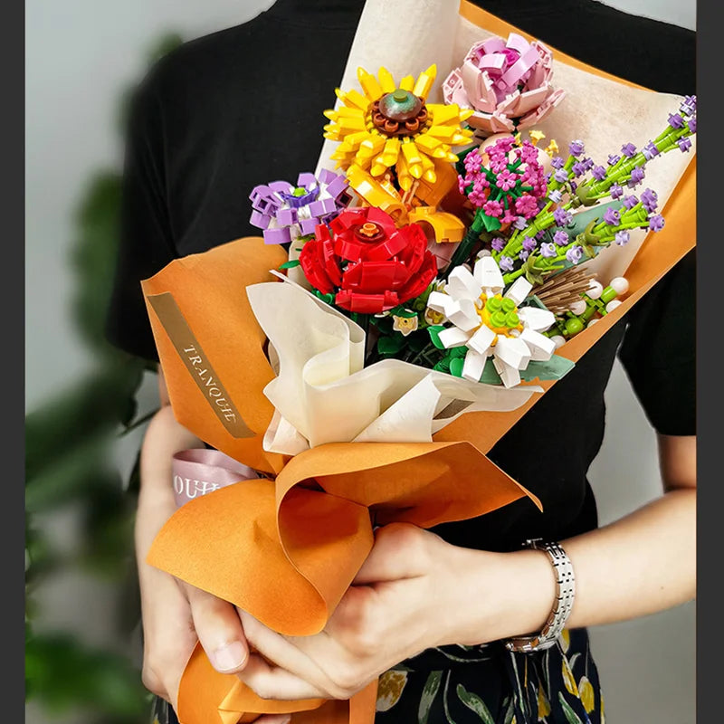BloomBlocks Romantisches Rosen-Bouquet | Bauklötze Set | DIY Dekoration | Geschenk für Mädchen