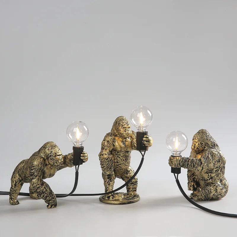 PrimalGlow Gorilla Tischlampe | LED Nachtleuchte | Tierische Tischbeleuchtung für Zuhause