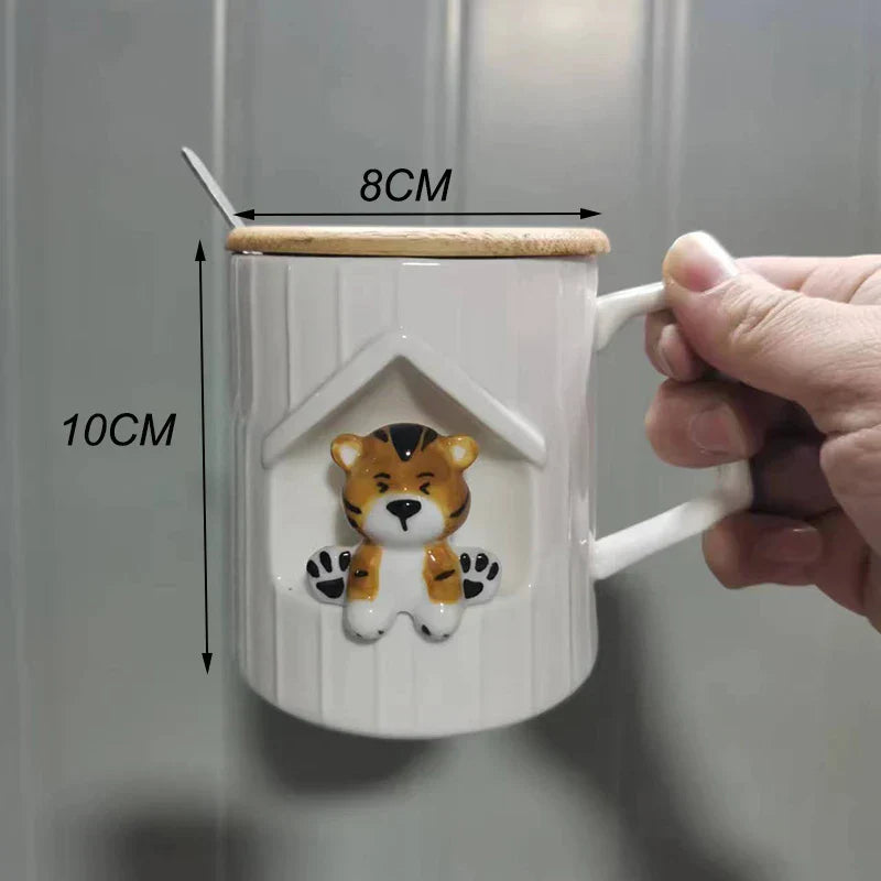 CupBuddy Niedliche Cartoon-Keramiktasse | Kaffeetasse & Milchteebecher | Frühstückstasse als Geschenkidee & Trinkgeschirr