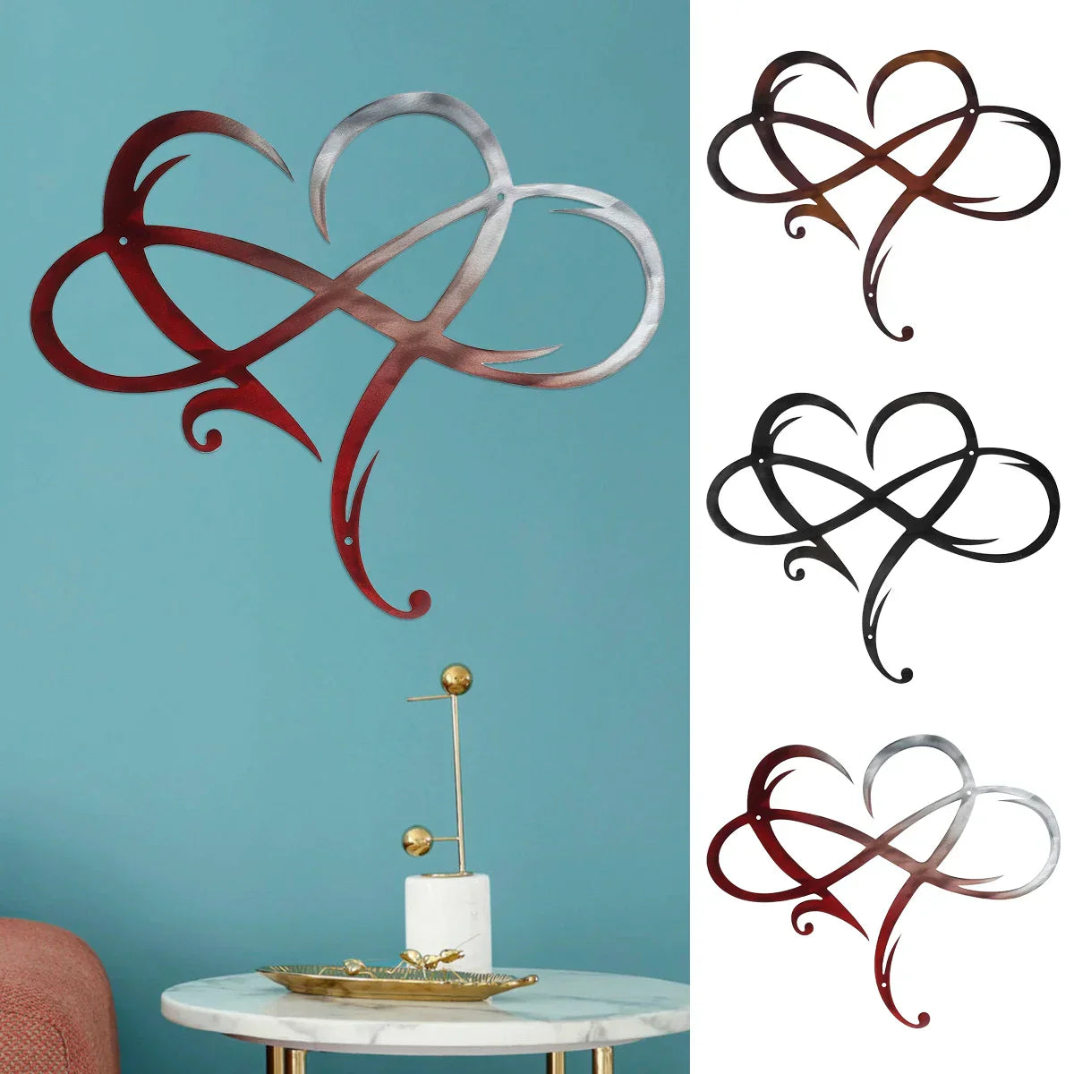 EternaWall Metall Wanddeko | Ewiges Herz | Einzigartiges Design | Raumdekoration | Eisen Wandkunst