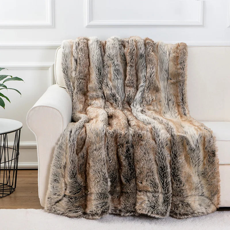 VeluLux Kunstfell Decke | Mink Faux Fur Plaid | Luxuriöse Kuscheldecke | Weiche Wohndecke