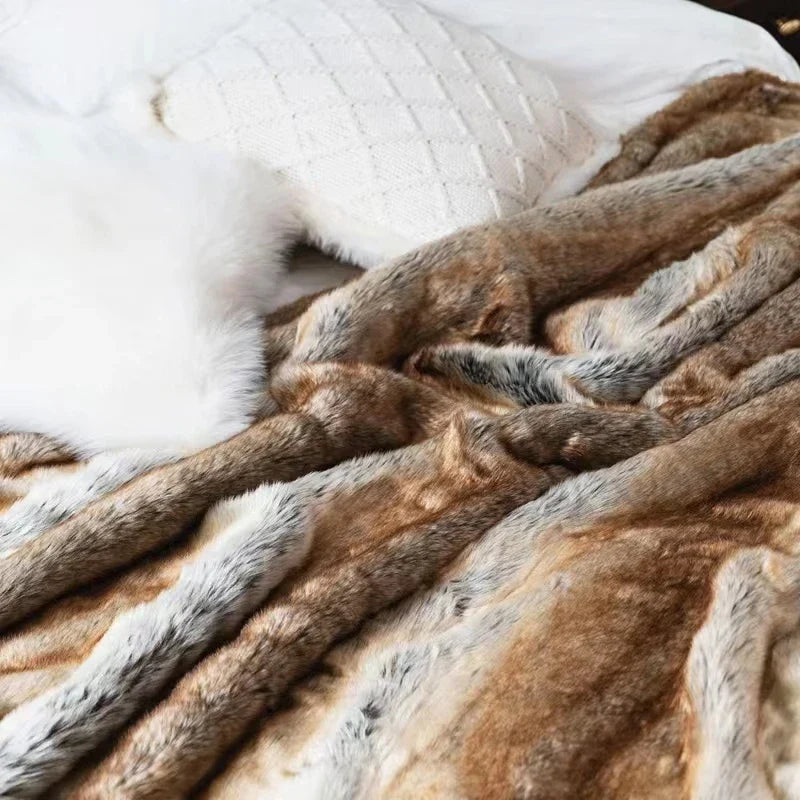 VeluLux Kunstfell Decke | Mink Faux Fur Plaid | Luxuriöse Kuscheldecke | Weiche Wohndecke