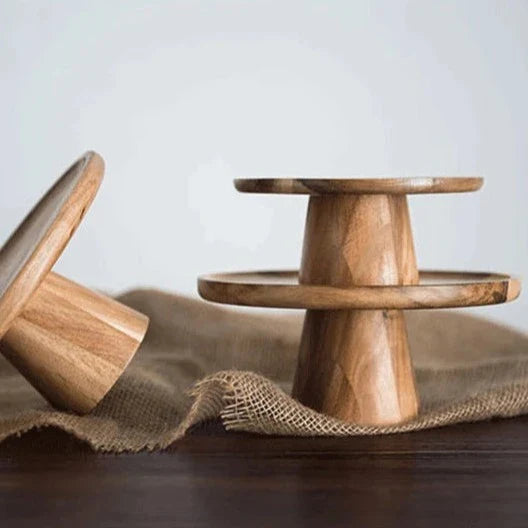 WoodElevate Servierständer aus Holz | Rustikales Design | Vielseitiger Essenspräsentationständer | Dekorativ & Praktisch