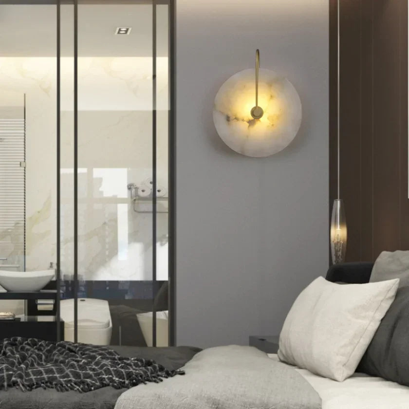 Marblite Disk Wandlampe | Edle Marmor-Wandleuchte | Modernes Design | Stimmungsvolles Licht