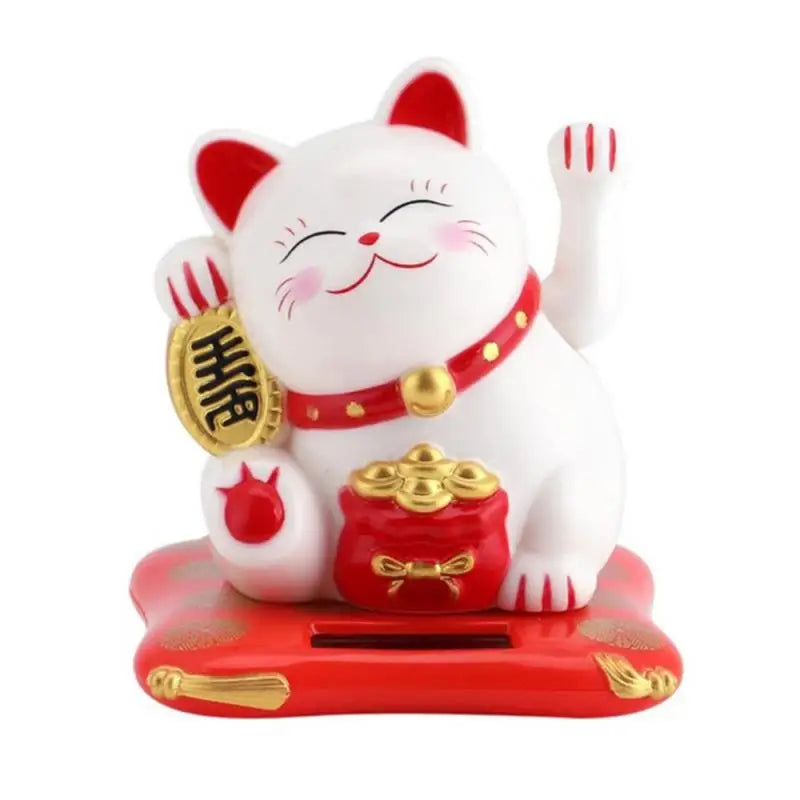 LuckyMiko Chinesische Glückskatze | Winkende Katze mit Beweglichem Arm | Feng Shui Dekoration für Zuhause & Büro | Symbol für Wohlstand