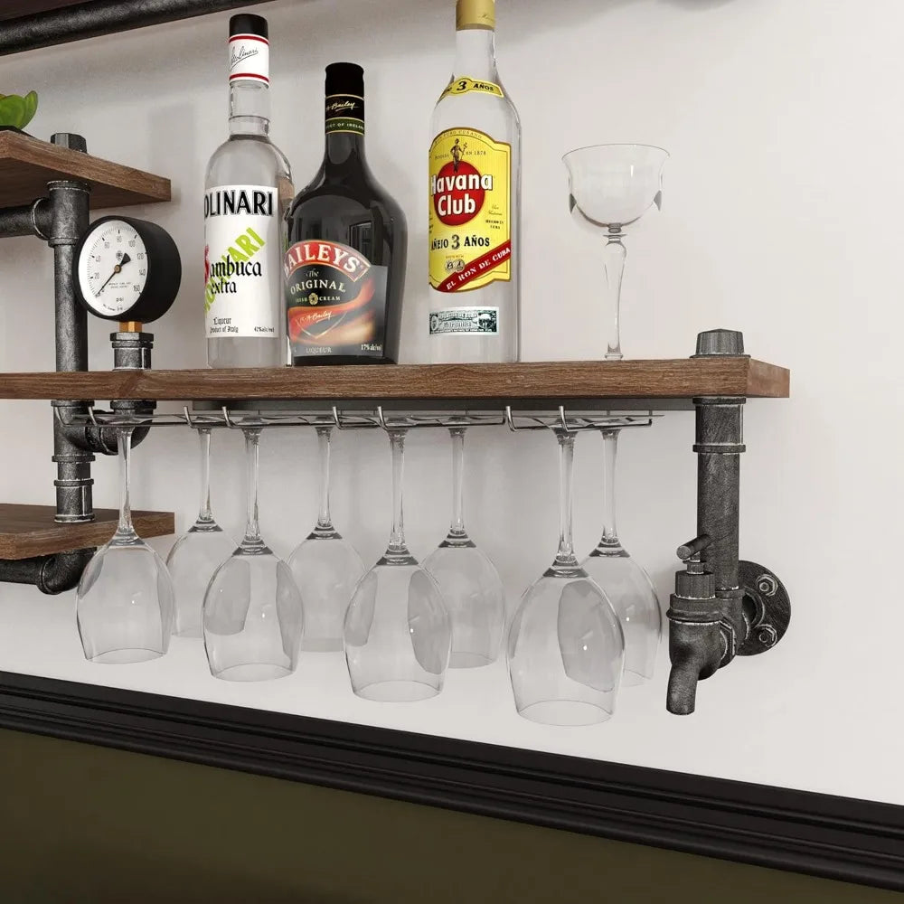 UrbanShelf Industrial Barregal | Schwebendes Wandregal | Robustes Design | Stauraum für Bar und Deko