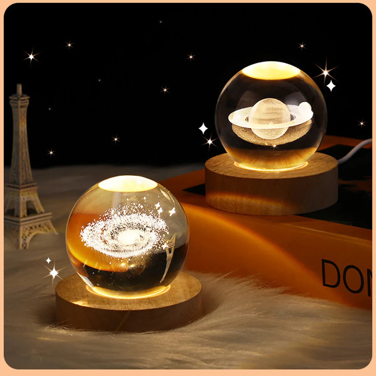 GalaxyGlow Kristalllampe | 3D Galaxie Kristallkugellampe | LED Stimmungslicht | Einzigartige Deko für Zuhause