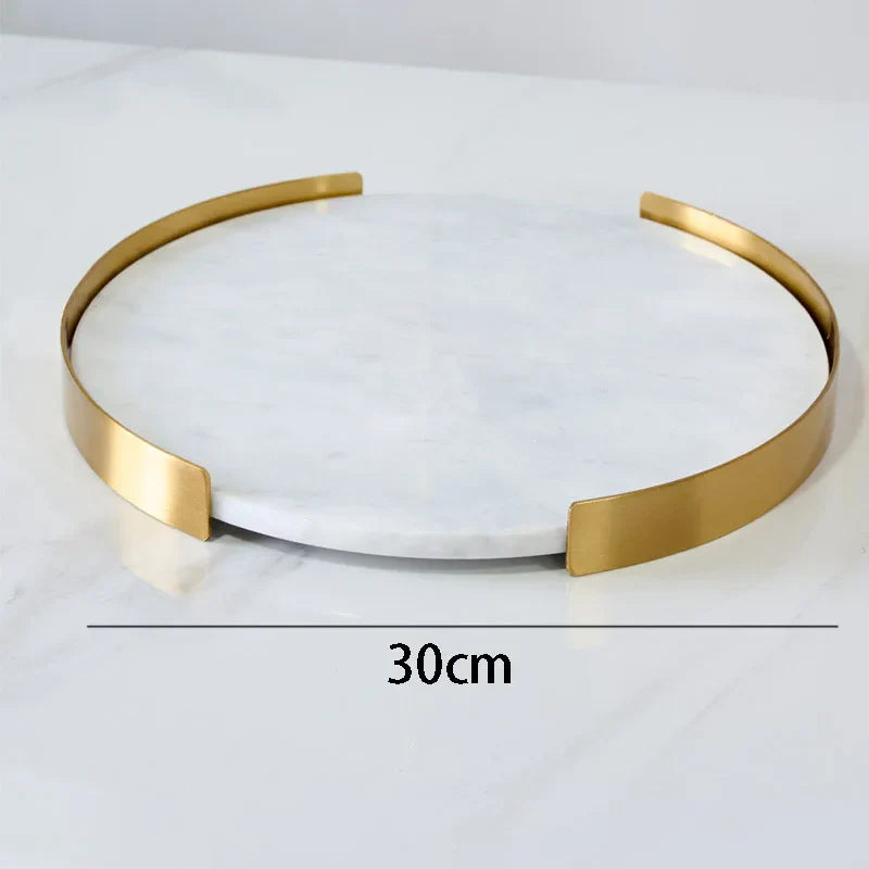 MarbellaLux Natur-Marmor Serviertablett | Luxuriöse Dekoration | Hochwertig & Zeitlos | Perfekt für Küche & Wohnzimmer