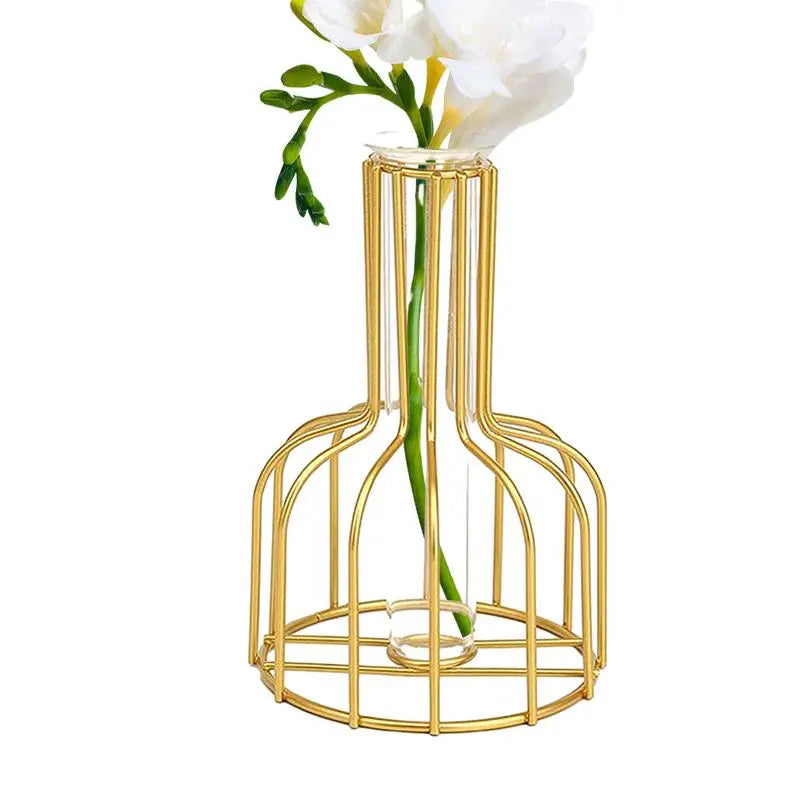 AuraCage Goldene Vase | Metall-Käfig-Design | Elegante Dekoration | Perfekt für Zuhause & Büro | Zeitloses Wohnaccessoire