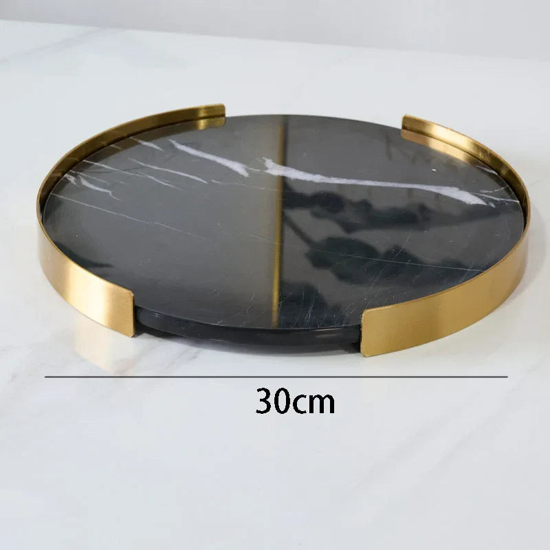 MarbellaLux Natur-Marmor Serviertablett | Luxuriöse Dekoration | Hochwertig & Zeitlos | Perfekt für Küche & Wohnzimmer