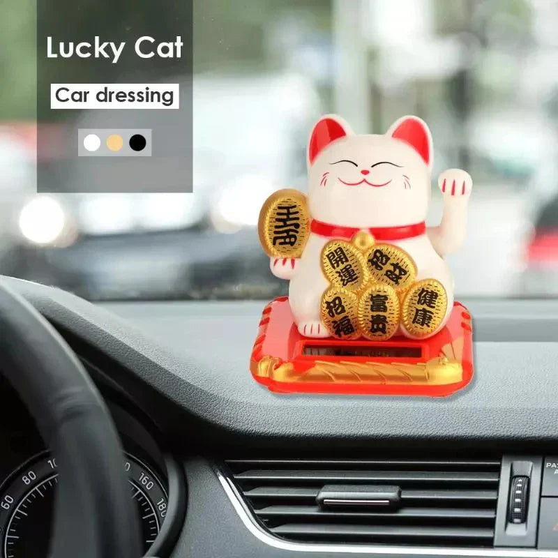 LuckyMiko Chinesische Glückskatze | Winkende Katze mit Beweglichem Arm | Feng Shui Dekoration für Zuhause & Büro | Symbol für Wohlstand