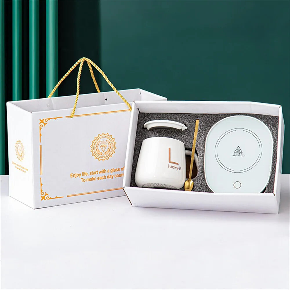 ThermoGlow Smart Becher Set mit Keramikheizung | Tassenwärmer | Elektrischer Untersetzer für Kaffee & Tee