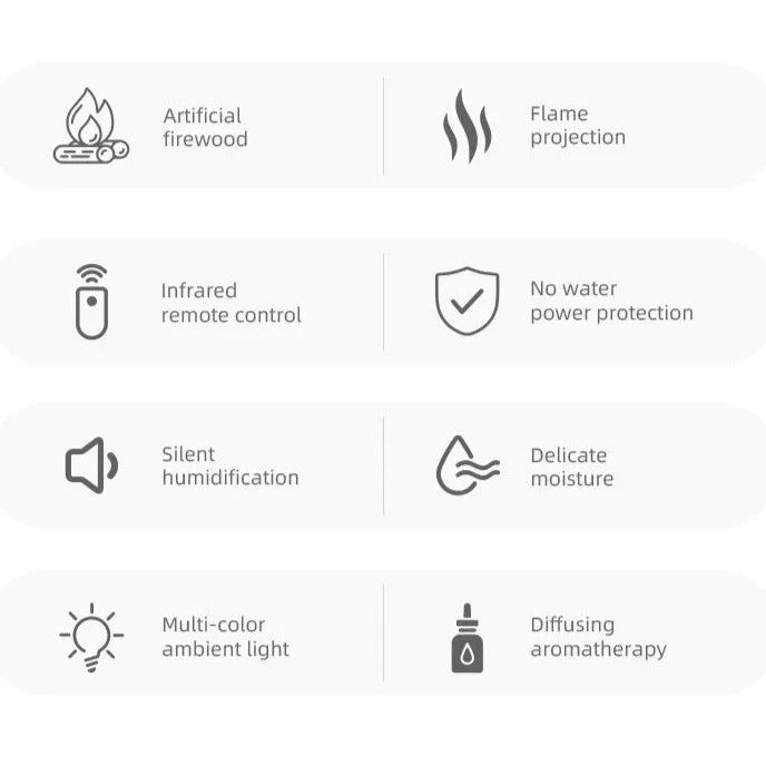 AromaFlame Kamin-Diffuser | LED-Licht | Ultraschall-Aromatherapie | Luftbefeuchter | Deko für Zuhause