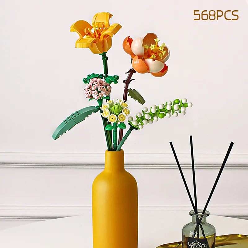 BloomBlocks Romantisches Rosen-Bouquet | Bauklötze Set | DIY Dekoration | Geschenk für Mädchen