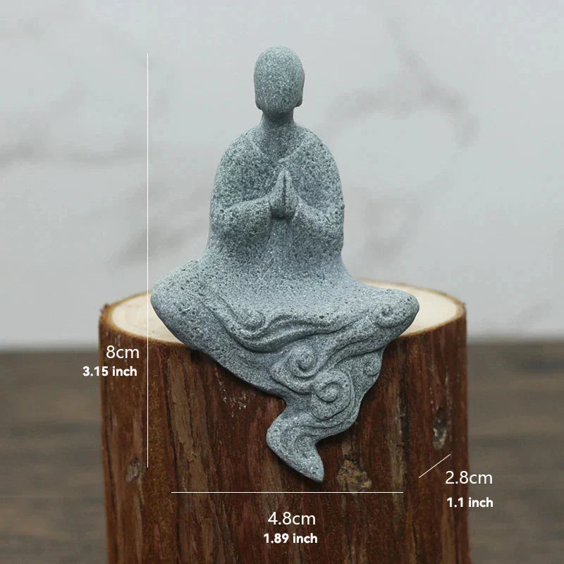 TranquilStone Buddha Figuren Set | Meditative Mönchs Statuen | Zen Garten Dekoration | Achtsamkeit & Feng Shui Deko für Zuhause