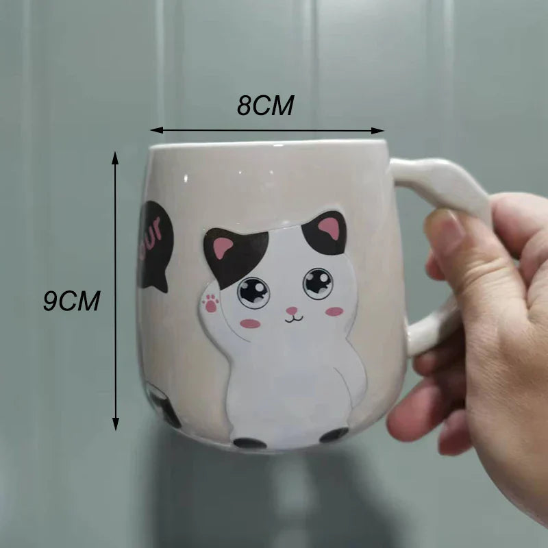 CupBuddy Niedliche Cartoon-Keramiktasse | Kaffeetasse & Milchteebecher | Frühstückstasse als Geschenkidee & Trinkgeschirr