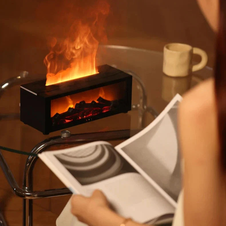 AromaFlame Kamin-Diffuser | LED-Licht | Ultraschall-Aromatherapie | Luftbefeuchter | Deko für Zuhause