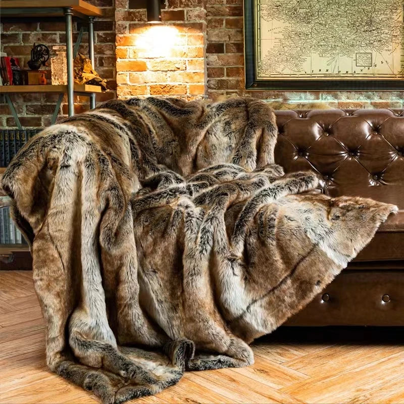 VeluLux Kunstfell Decke | Mink Faux Fur Plaid | Luxuriöse Kuscheldecke | Weiche Wohndecke