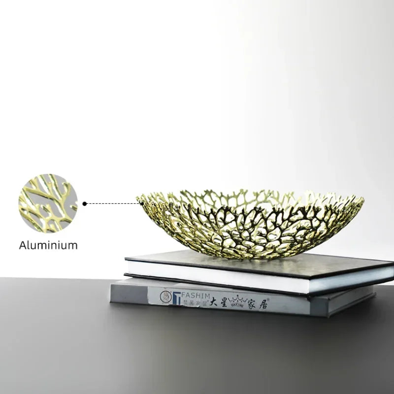 CoralBloom Metall Dekoschale | Korallen-Design | Elegante Tischdekoration | Perfekt für Zuhause