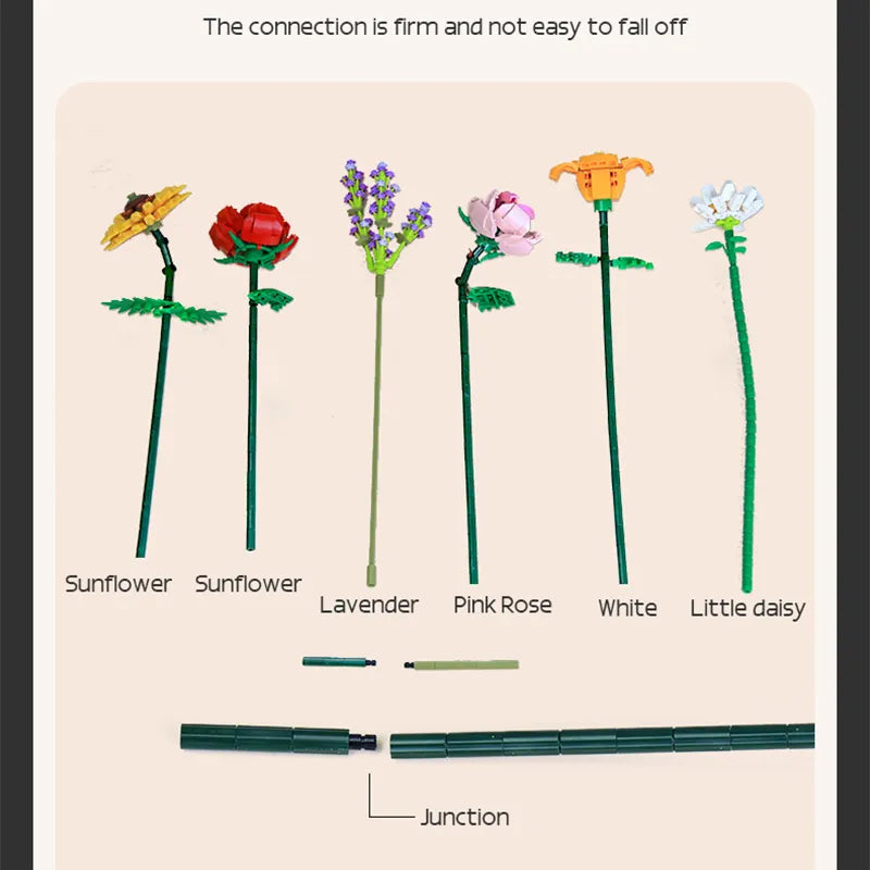 BloomBlocks Romantisches Rosen-Bouquet | Bauklötze Set | DIY Dekoration | Geschenk für Mädchen