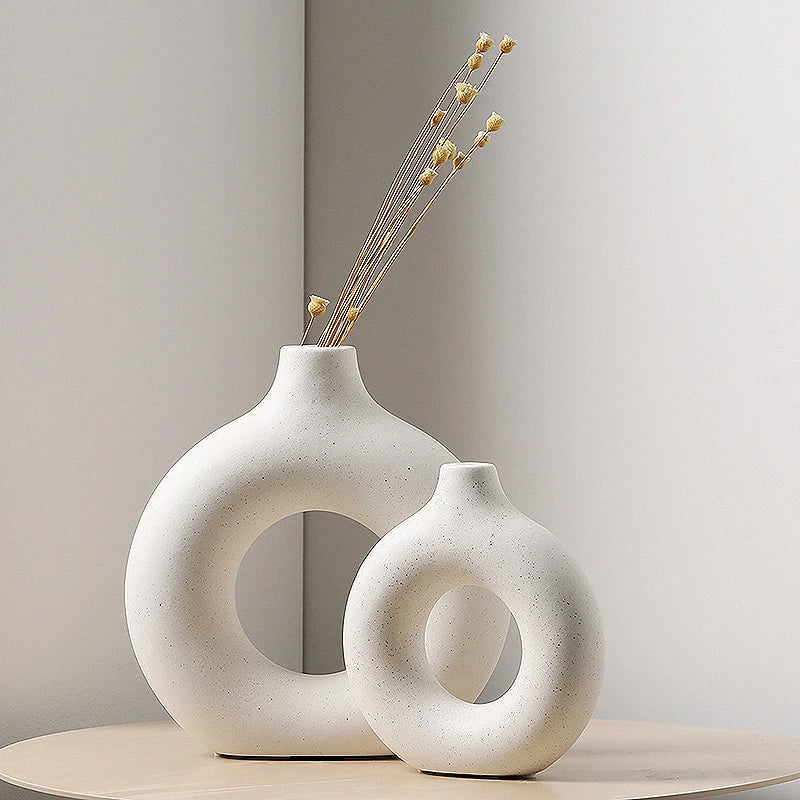HaloArt Deko-Vase 2er-Set | Minimalistische Keramikvasen | Moderne Wohndekoration