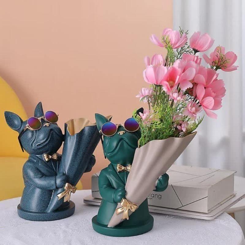 BulldogBloom French Bulldog Blumenvase | Stilvolle Tier-Deko für Zuhause | Handgefertigt | Farbvielfalt