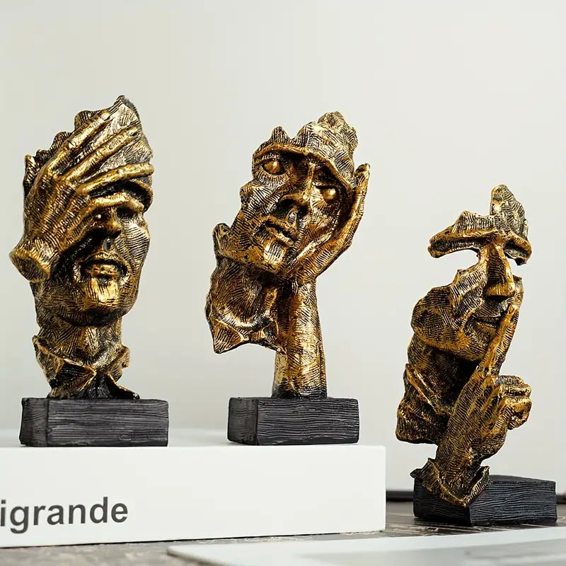 ZenScape Meditations-Skulpturen Set | 3-teiliges Meditations-Deko-Set | Spirituelle Skulpturen | Ruhige Wohnraumgestaltung