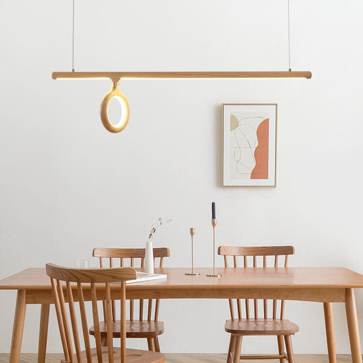 KuroLume LED Holzleuchter | Japanisches Design | Moderner Holzstreifen-Kronleuchter | Warmweiß & Kaltweiß