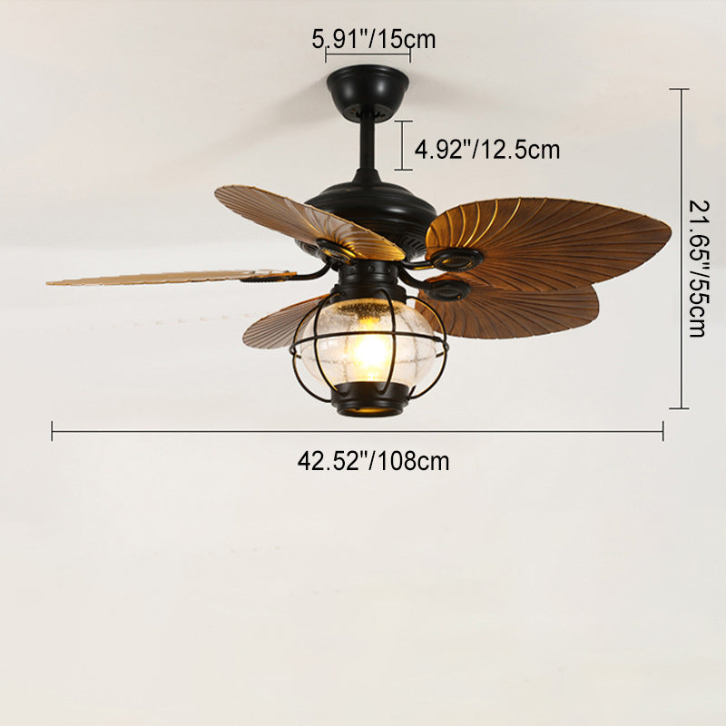 BreezeLantern Rustikale Deckenventilator-Leuchte | Bananenblatt-Design | Mit Fernbedienung | Für Terrasse & Garten
